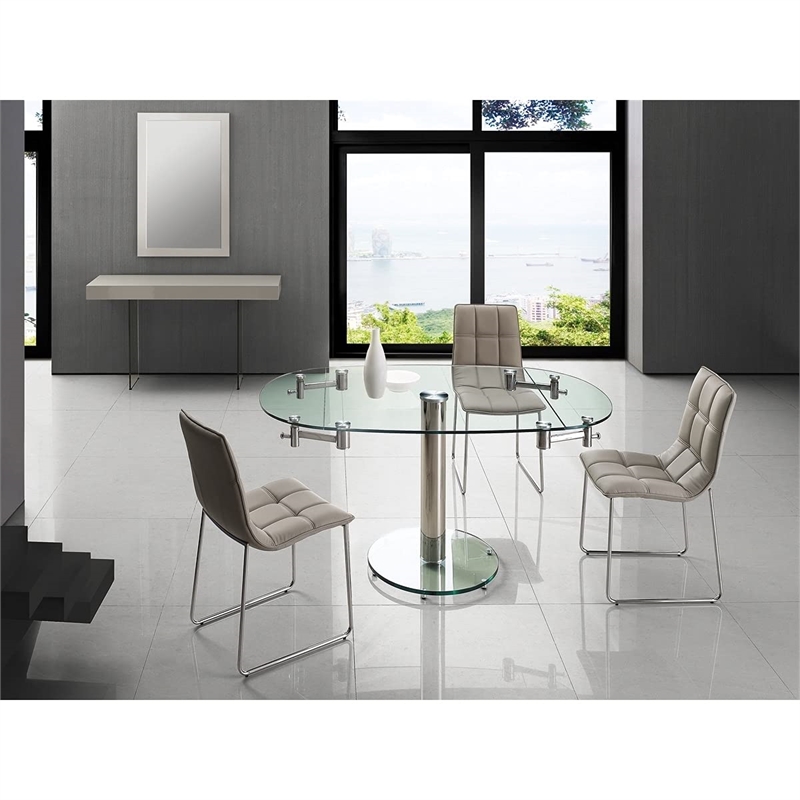 Casabianca Home Leandro Set of 2 Polyurethane Leather Dining Chairs - Taupe