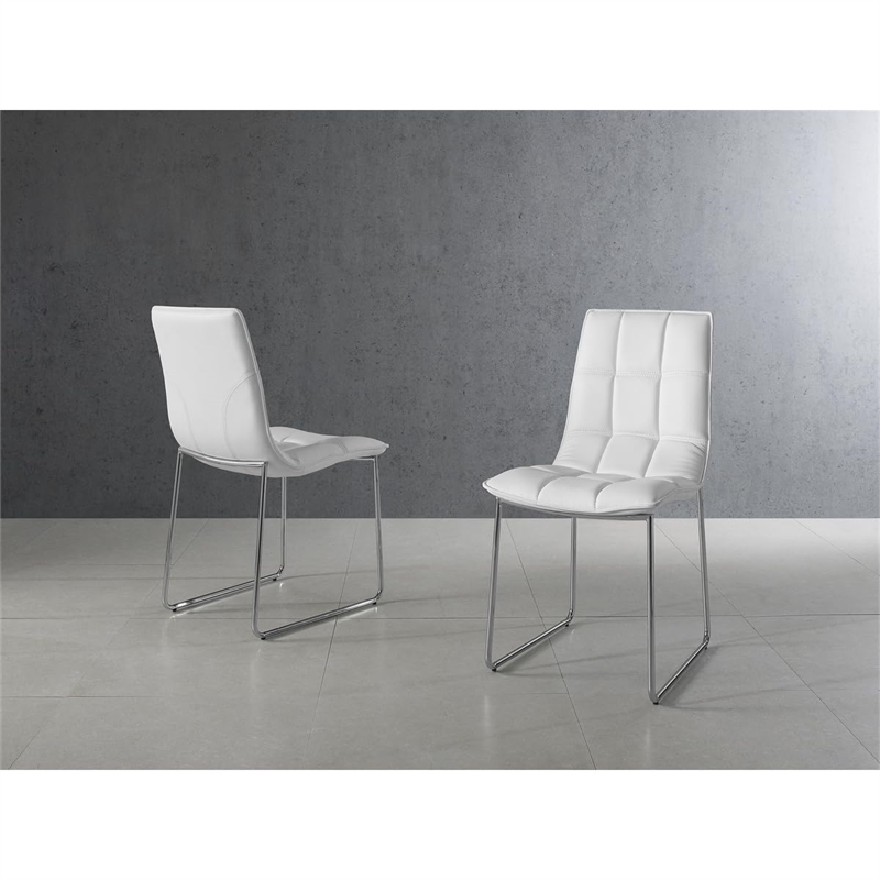 Casabianca Home Leandro Set of 2 Polyurethane Leather Dining Chairs - Taupe