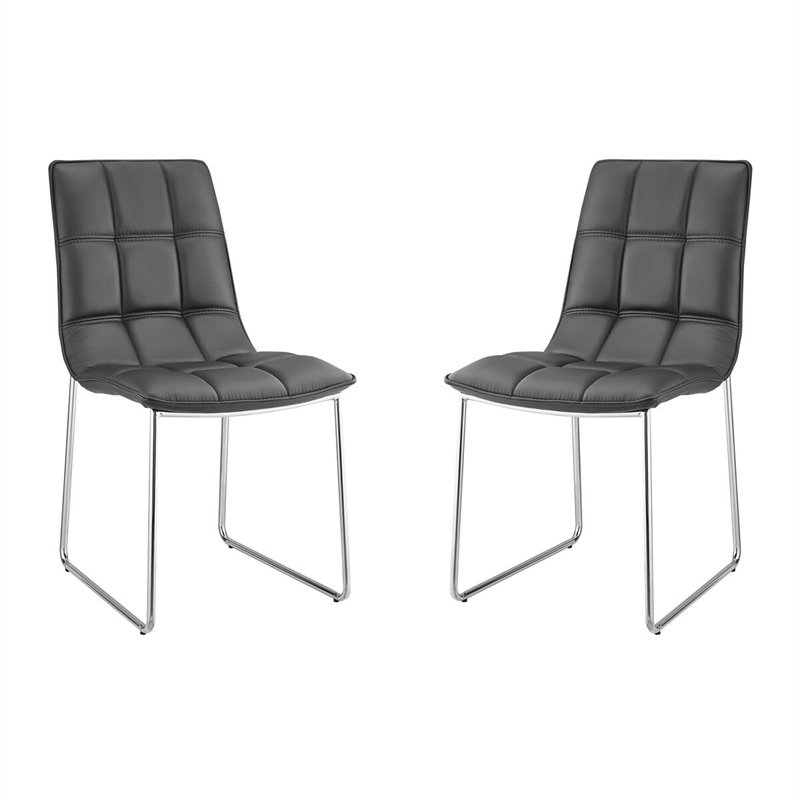 Casabianca Home Leandro Set of 2 Polyurethane Leather Dining Chairs - Taupe