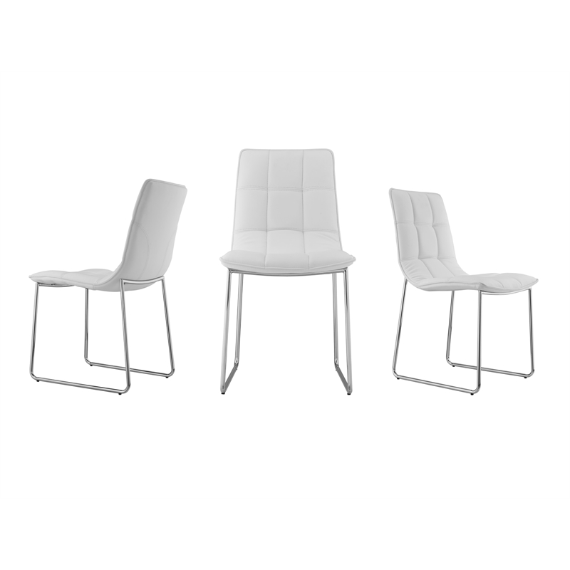 Casabianca Home Leandro Set of 2 Polyurethane Leather Dining Chairs - White
