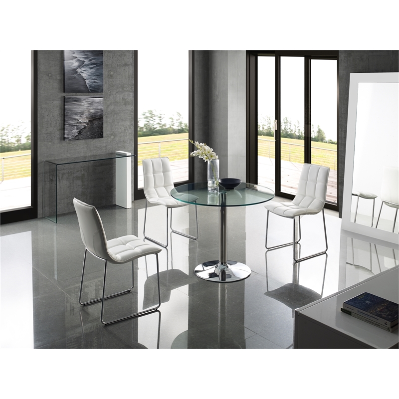 Casabianca Home Leandro Set of 2 Polyurethane Leather Dining Chairs - White