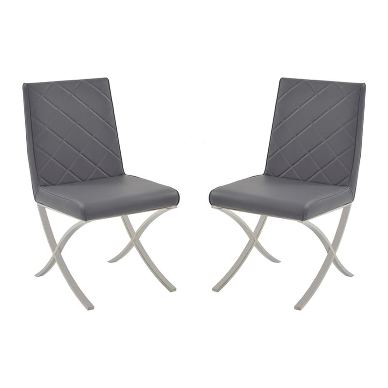 Casabianca Home Loft Set of 2 Polyurethane Leather Dining Chairs - Gray