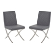 Casabianca Home Loft Set of 2 Polyurethane Leather Dining Chairs - Gray