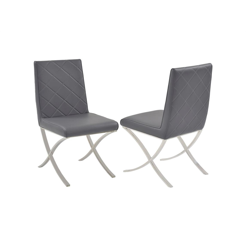 Casabianca Home Loft Set of 2 Polyurethane Leather Dining Chairs - Gray
