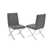 Casabianca Home Loft Set of 2 Polyurethane Leather Dining Chairs - Gray