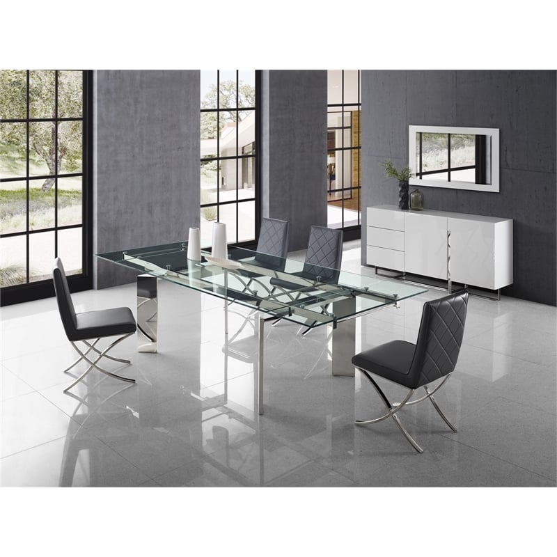 Casabianca Home Loft Set of 2 Polyurethane Leather Dining Chairs - Gray