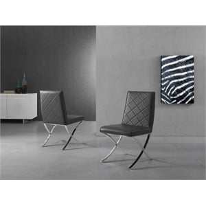 Casabianca Home Loft Set of 2 Polyurethane Leather Dining Chairs - Gray