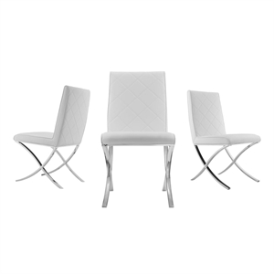 Casabianca Home Loft Set of 2 Polyurethane Leather Dining Chairs - White