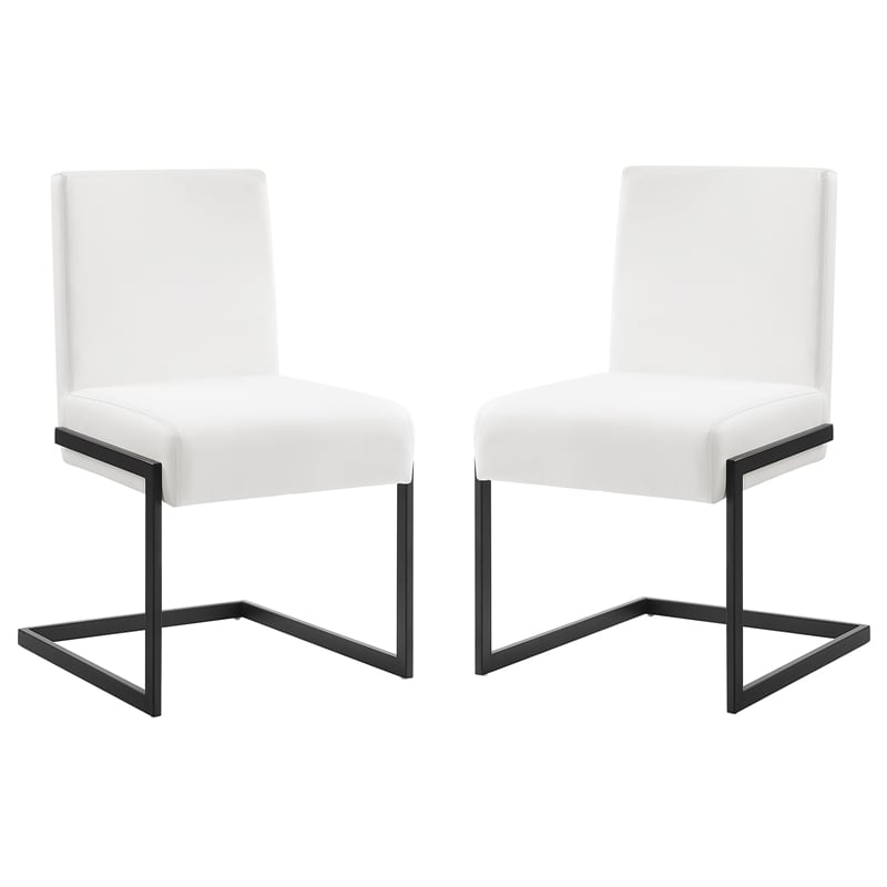 Casabianca Home Fontana Set of 2 Polyurethane Leather Dining Chairs-Black/White