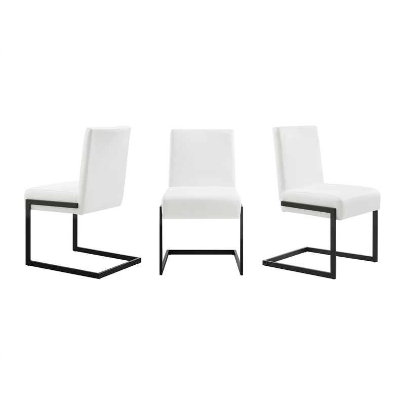Casabianca Home Fontana Set of 2 Polyurethane Leather Dining Chairs-Black/White
