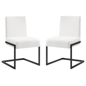 Casabianca Home Fontana Set of 2 Polyurethane Leather Dining Chairs-Black/White