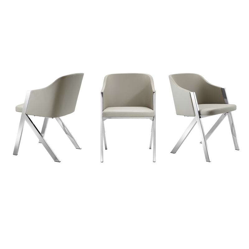 Casabianca Home Acorn Set of 2 Polyurethane Leather Dining Chairs - Taupe