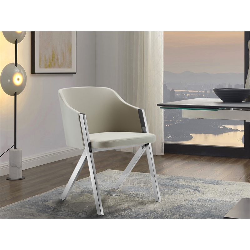 Casabianca Home Acorn Set of 2 Polyurethane Leather Dining Chairs - Taupe