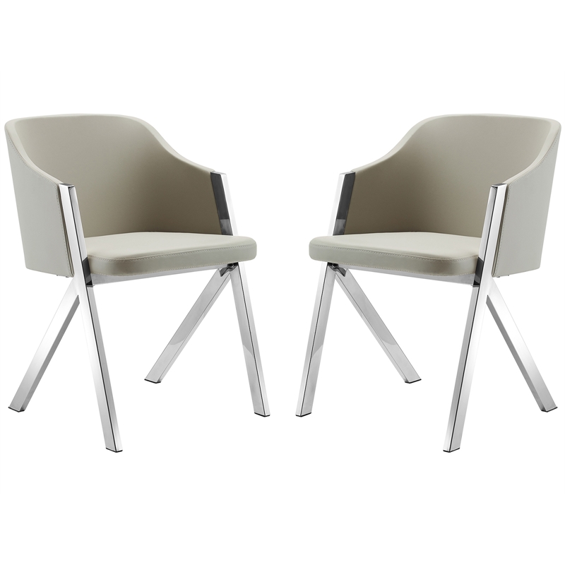 Casabianca Home Acorn Set of 2 Polyurethane Leather Dining Chairs - Taupe