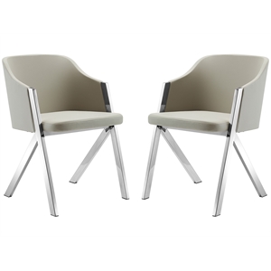 Casabianca Home Acorn Set of 2 Polyurethane Leather Dining Chairs - Taupe