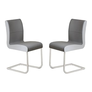 Casabianca Home Stella Set of 2 Top Grain Dining Chairs Leather - Gray