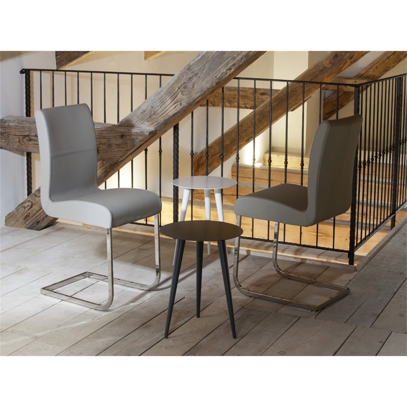 Casabianca Home Stella Set of 2 Top Grain Dining Chairs Leather - Gray