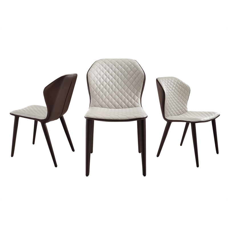 Casabianca Home Olivia Set of 2 Polyurethane Leather Dining Chairs - Beige