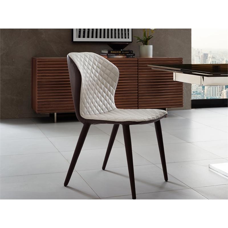 Casabianca Home Olivia Set of 2 Polyurethane Leather Dining Chairs - Beige