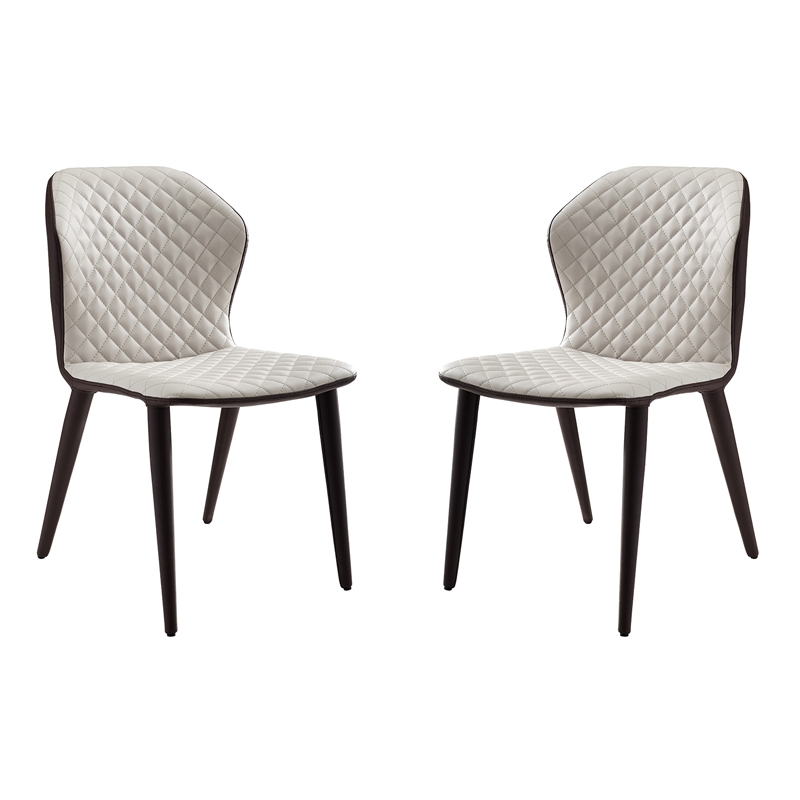 Casabianca Home Olivia Set of 2 Polyurethane Leather Dining Chairs - Beige