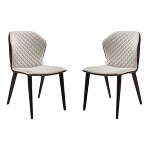 Casabianca Home Olivia Set of 2 Polyurethane Leather Dining Chairs - Beige