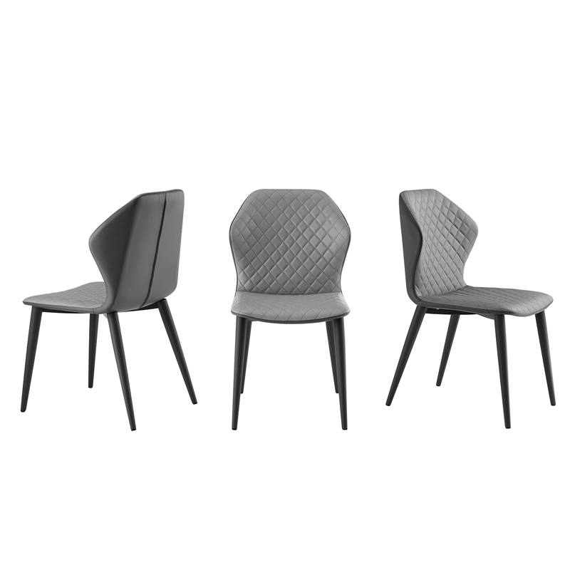Casabianca Home Olivia Set of 2 Polyurethane Leather Dining Chairs - Gray