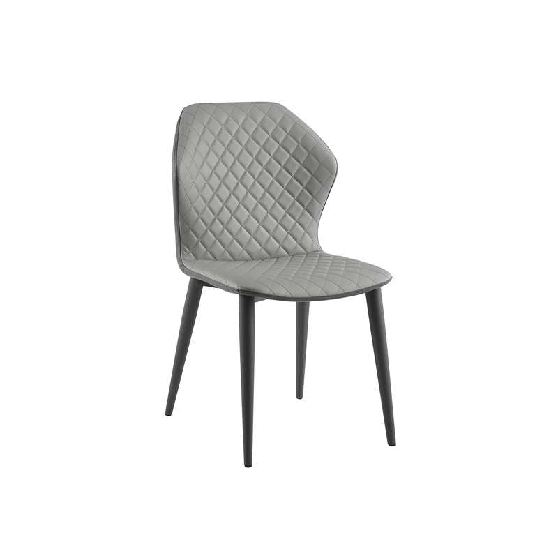 Casabianca Home Olivia Set of 2 Polyurethane Leather Dining Chairs - Gray