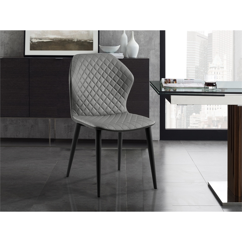 Casabianca Home Olivia Set of 2 Polyurethane Leather Dining Chairs - Gray