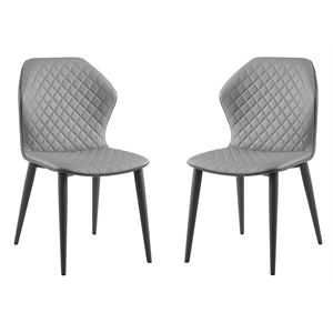 Casabianca Home Olivia Set of 2 Polyurethane Leather Dining Chairs - Gray