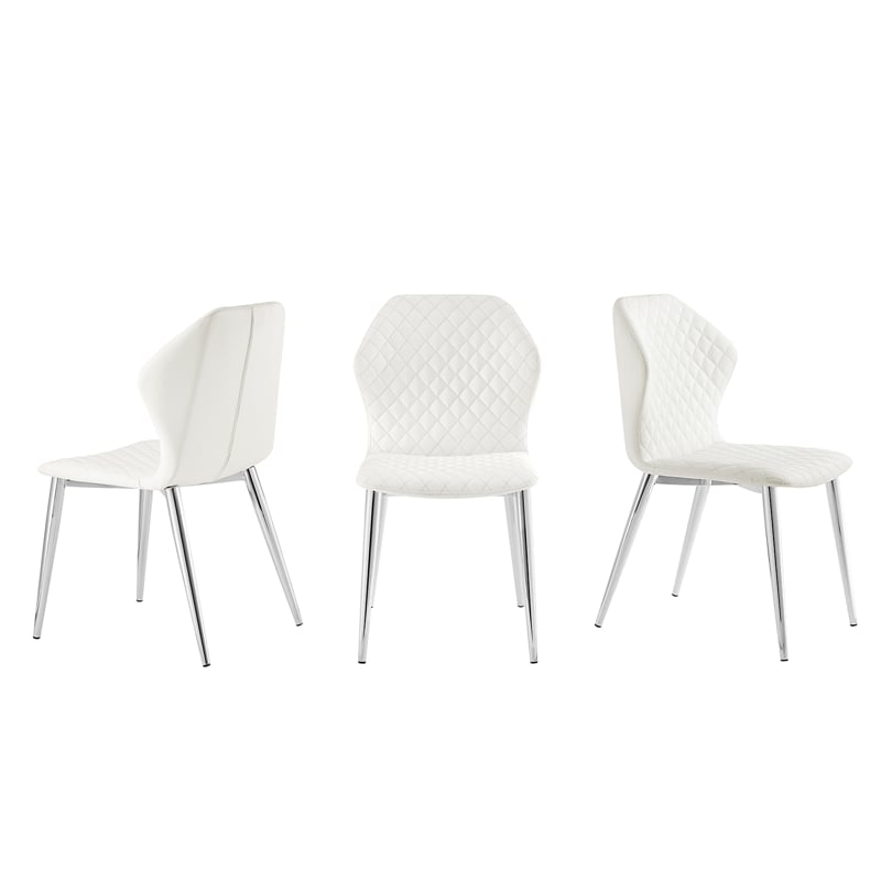 Casabianca Home Olivia Set of 2 Polyurethane Leather Dining Chairs - White