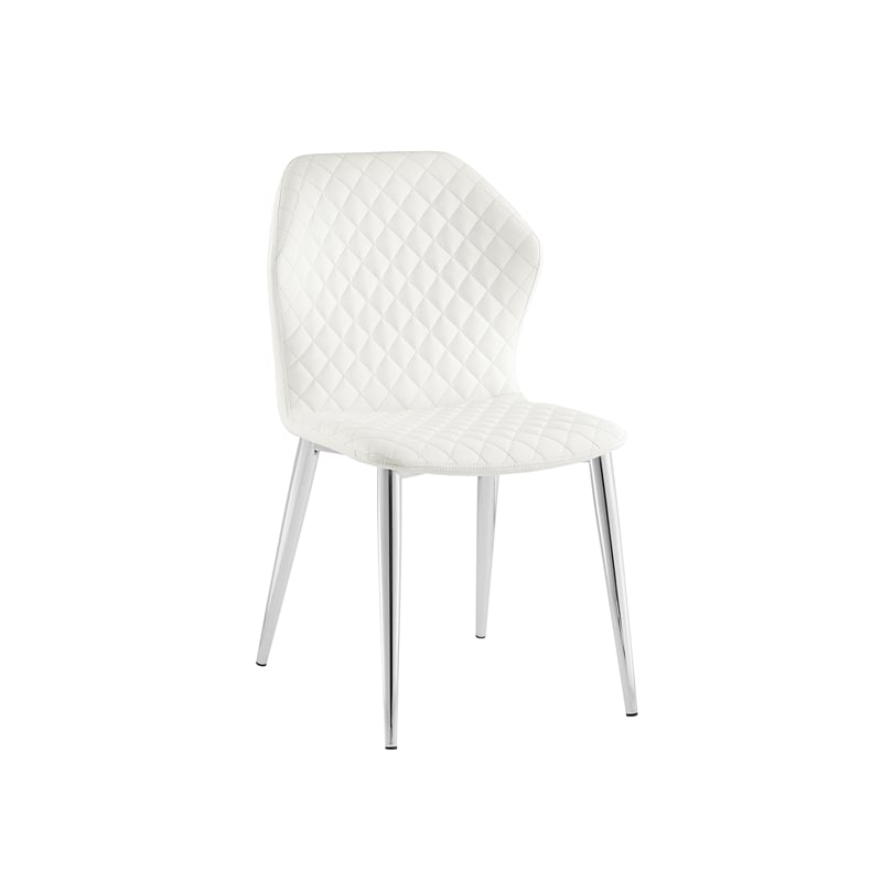 Casabianca Home Olivia Set of 2 Polyurethane Leather Dining Chairs - White