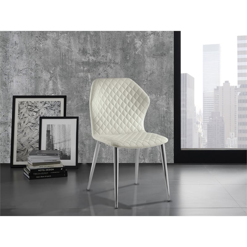 Casabianca Home Olivia Set of 2 Polyurethane Leather Dining Chairs - White