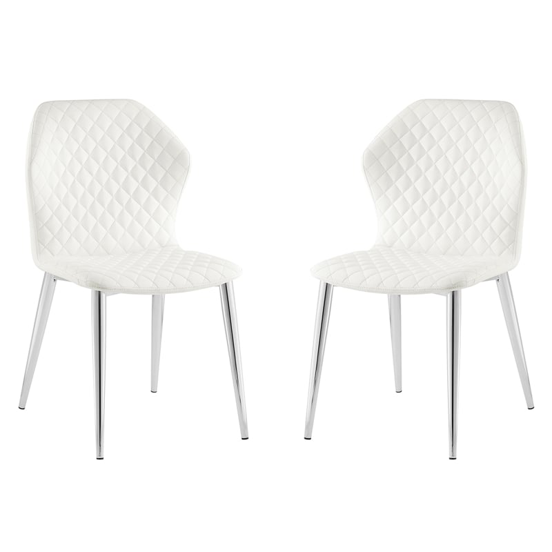 Casabianca Home Olivia Set of 2 Polyurethane Leather Dining Chairs - White