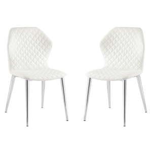 Casabianca Home Olivia Set of 2 Polyurethane Leather Dining Chairs - White