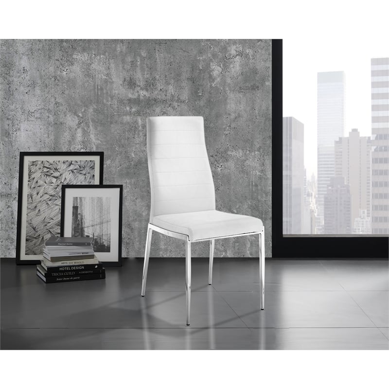 Casabianca Home Firenze Set of 2 Polyurethane Leather Dining Chairs - White