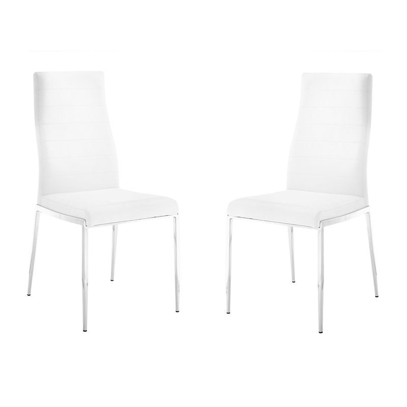 Casabianca Home Firenze Set of 2 Polyurethane Leather Dining Chairs - White
