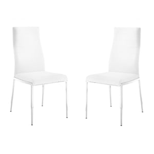 Casabianca Home Firenze Set of 2 Polyurethane Leather Dining Chairs - White