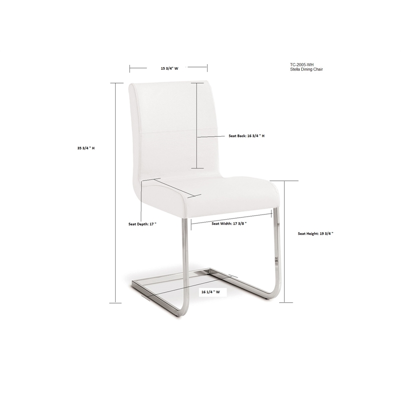 Casabianca Home Stella Set of 2 Top Grain Dining Chairs Leather - White