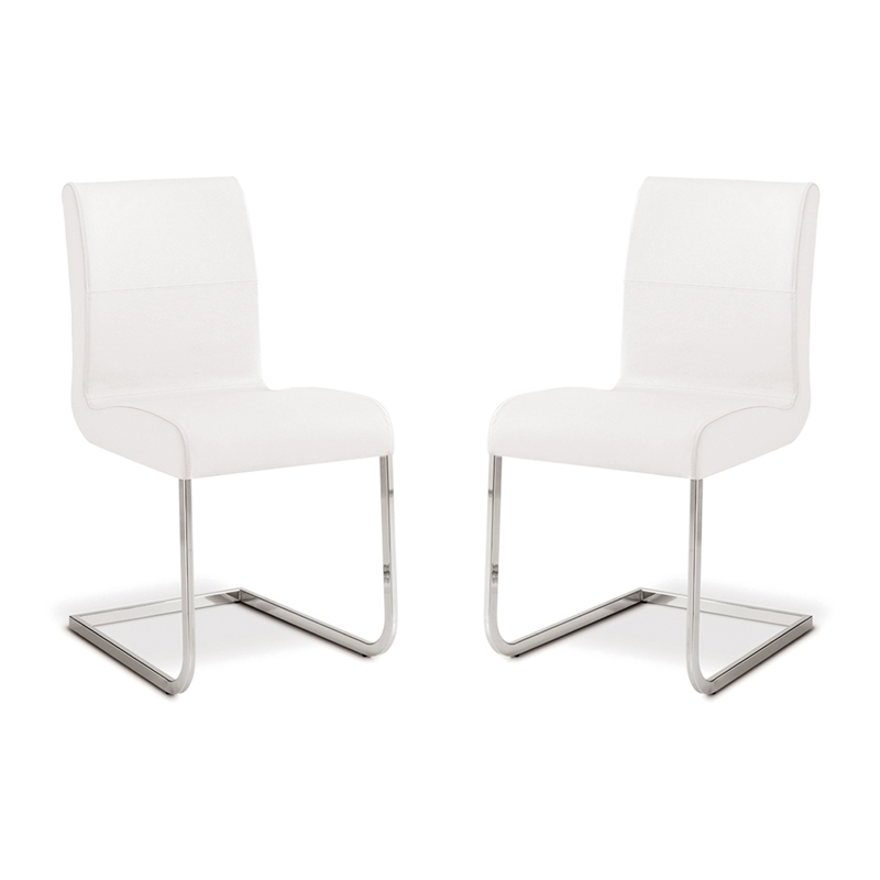 Casabianca Home Stella Set of 2 Top Grain Dining Chairs Leather - White