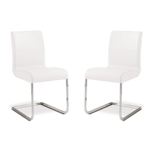 Casabianca Home Stella Set of 2 Top Grain Dining Chairs Leather - White