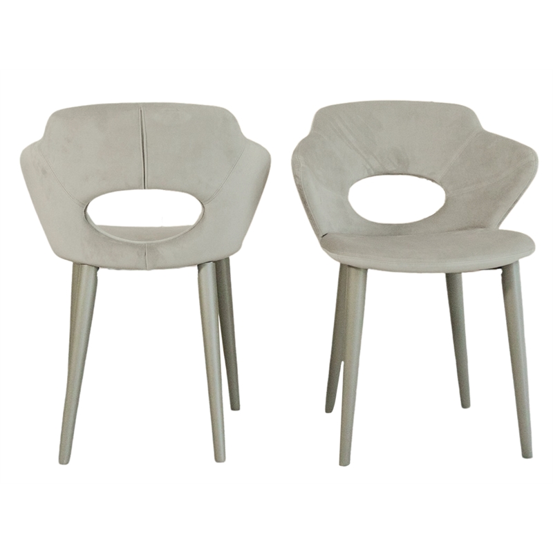 Casabianca Home Marilyn Set of 2 Velvet Fabric Dining Chairs - Gray
