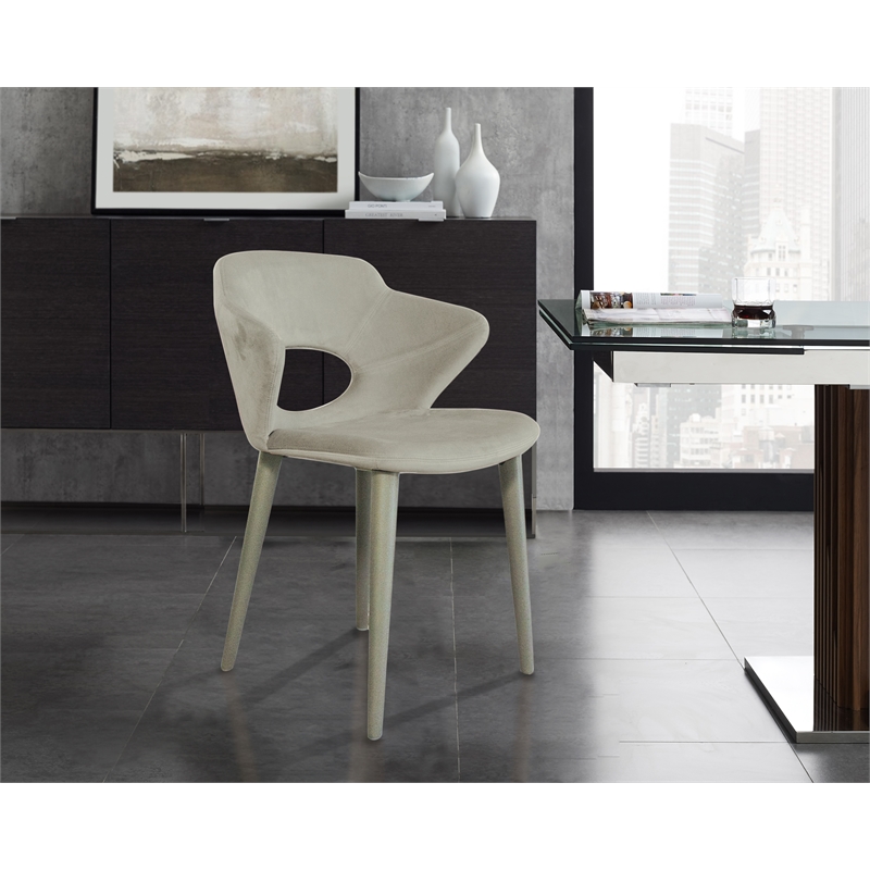 Casabianca Home Marilyn Set of 2 Velvet Fabric Dining Chairs - Gray