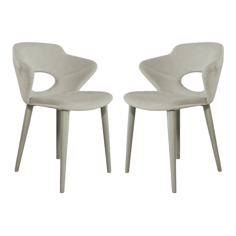 Casabianca Home Marilyn Set of 2 Velvet Fabric Dining Chairs - Gray