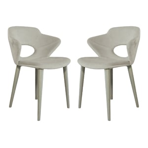 Casabianca Home Marilyn Set of 2 Velvet Fabric Dining Chairs - Gray