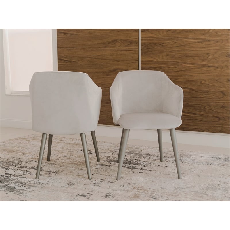 Casabianca Home Monroe Set of 2 Velvet Fabric Dining Chairs - Gray