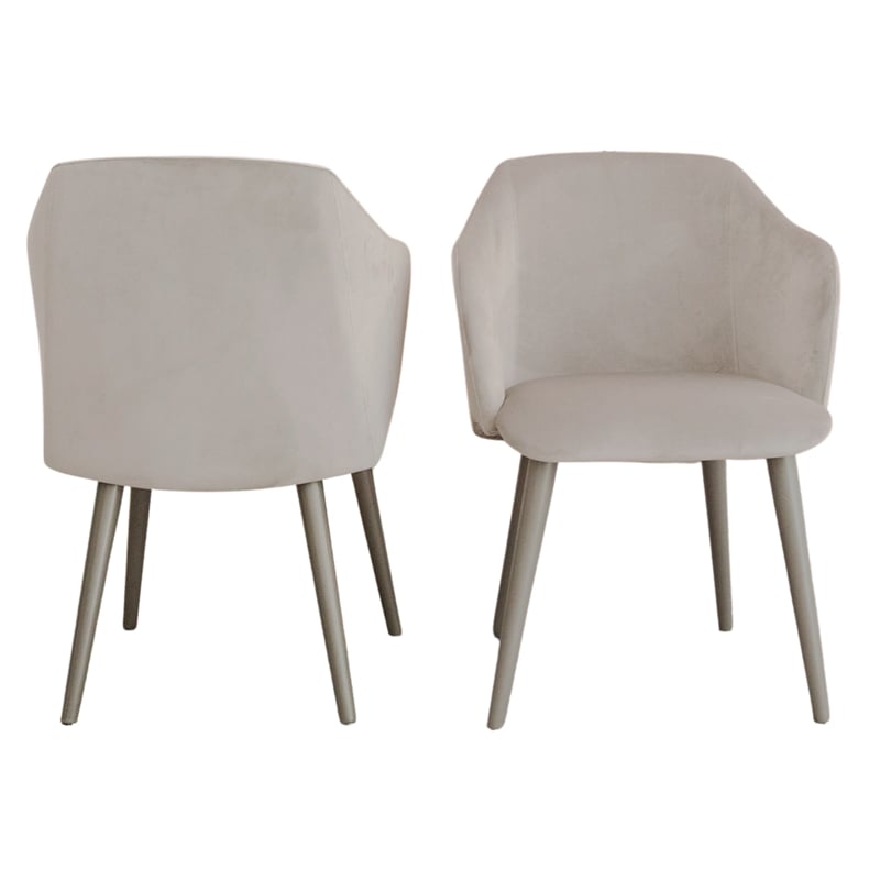 Casabianca Home Monroe Set of 2 Velvet Fabric Dining Chairs - Gray