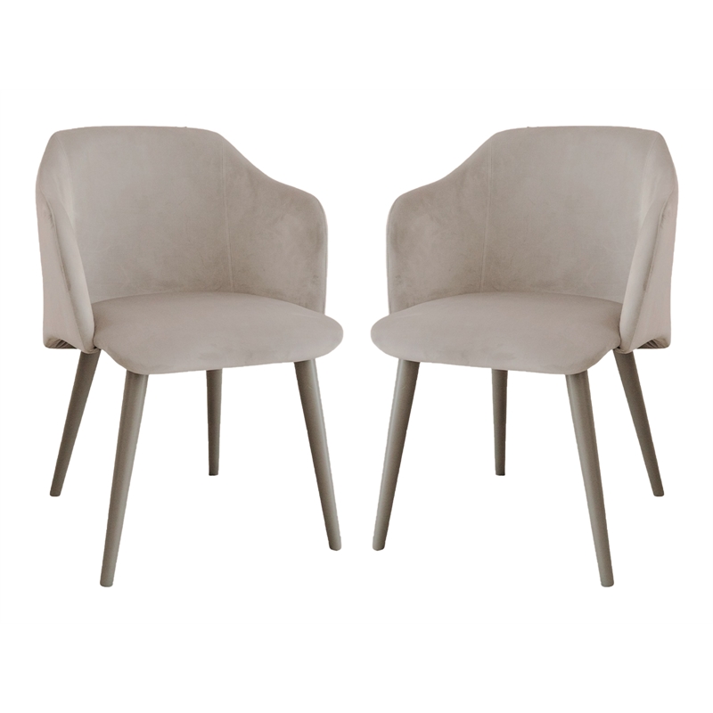 Casabianca Home Monroe Set of 2 Velvet Fabric Dining Chairs - Gray