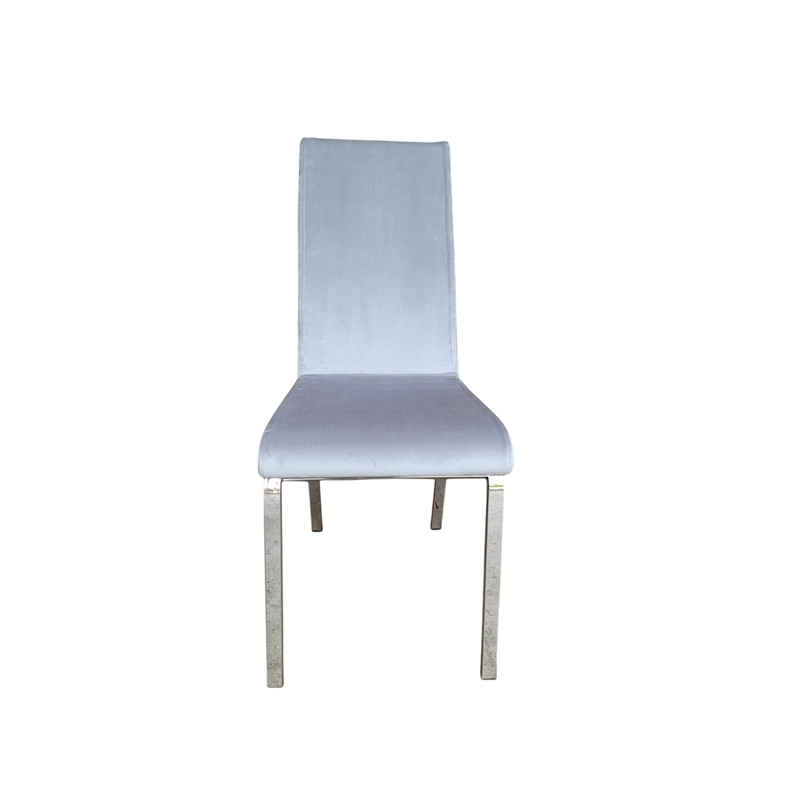 Casabianca Home Loto  Dining Chair in Light Gray Velvet Fabric (Set Of 2)