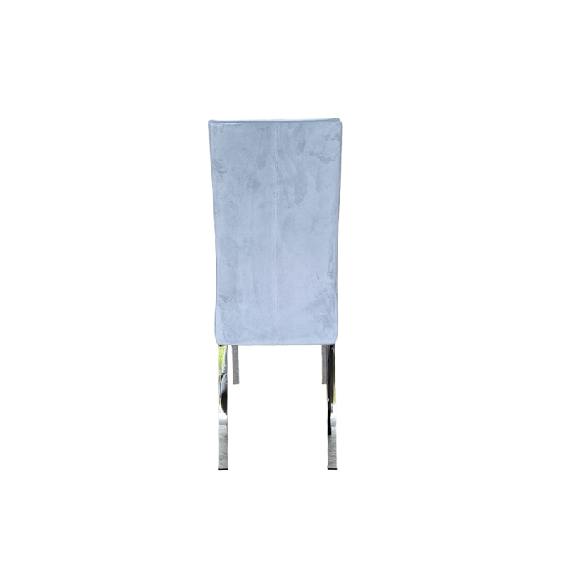 Casabianca Home Loto  Dining Chair in Light Gray Velvet Fabric (Set Of 2)
