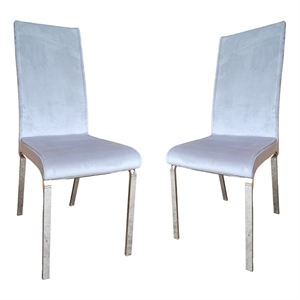 Casabianca Home Loto  Dining Chair in Light Gray Velvet Fabric (Set Of 2)